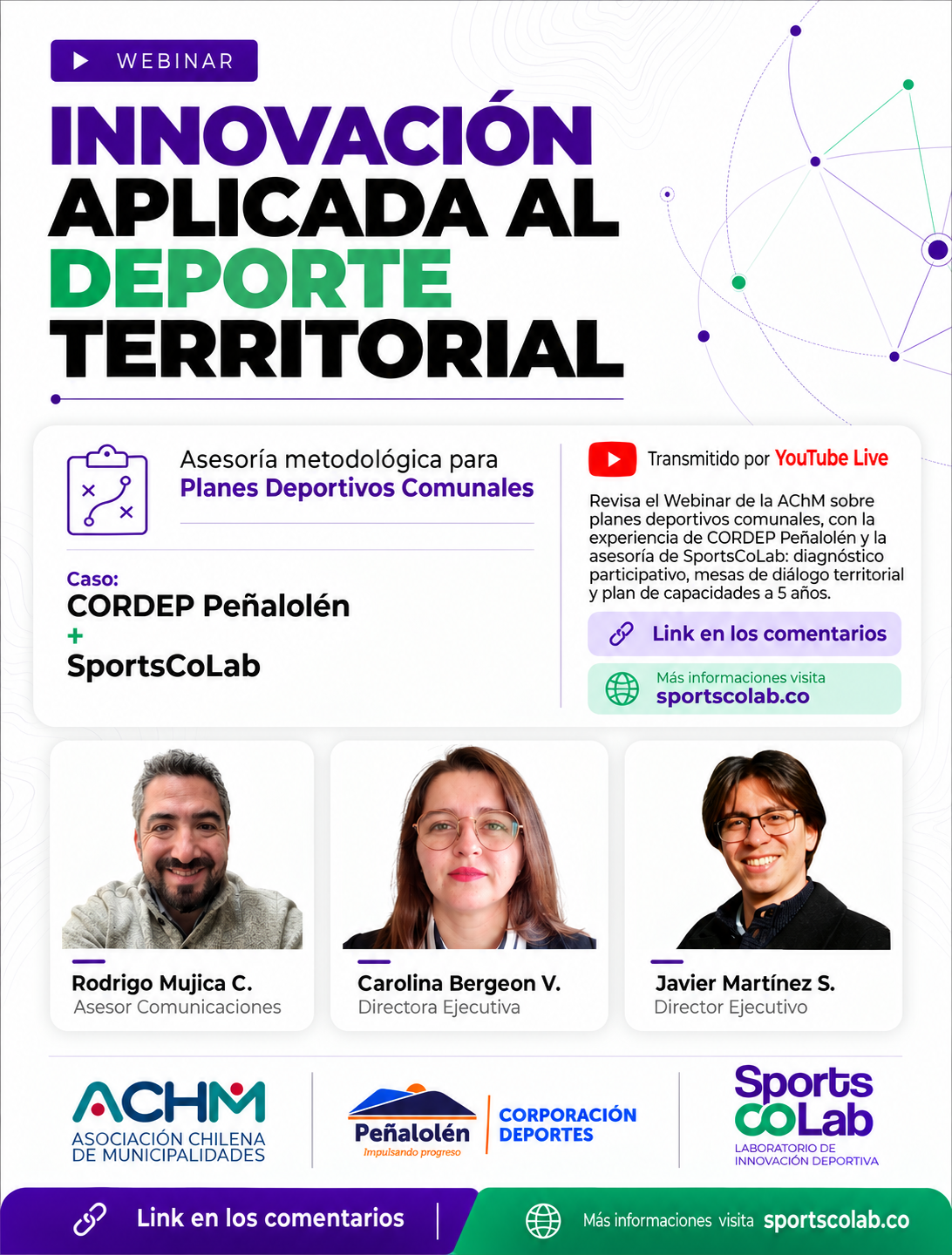 Webinar Innovación Aplicada al Deporte Territorial, AChM, CORDEP Peñalolén y SportsCoLab
